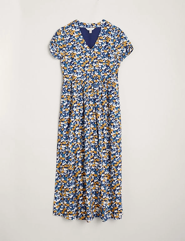 Seasalt Cornwall Dresses Cotton Rich Printed V-Neck Midaxi Tea Dress - Image 2