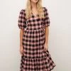 Nobody's Child Dresses Gingham V-Neck Tie Detail Midaxi Wrap Dress