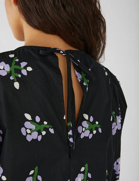 OBJECT Dresses Pure Cotton Floral Midaxi Waisted Dress - Image 6