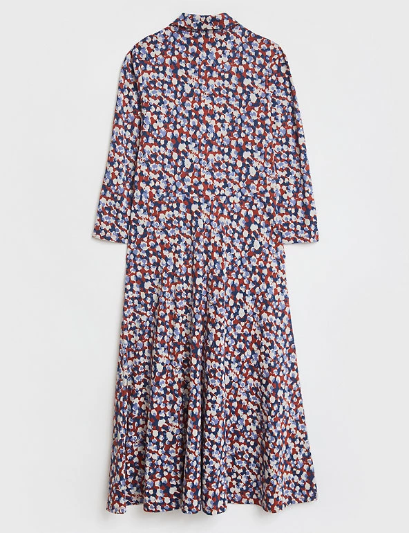 White Stuff Dresses Jersey Printed Collared Midi Shirt Dress - Image 5