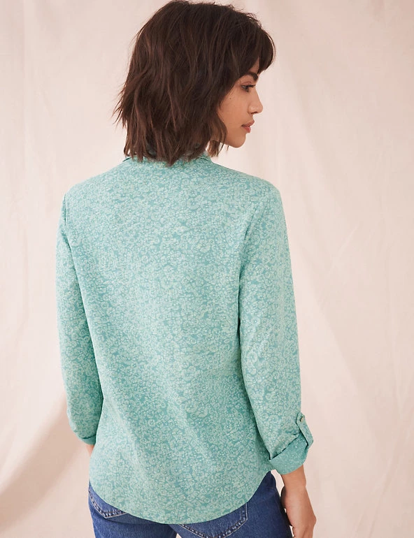 White Stuff Shirts & Blouses Pure Cotton Printed Long Sleeve Shirt - Image 4