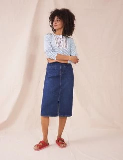 White Stuff Shirts & Blouses Jersey Striped Long Sleeve Blouse