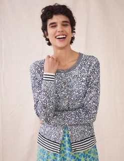 White Stuff Cardigans Pure Cotton Floral Crew Neck Cardigan