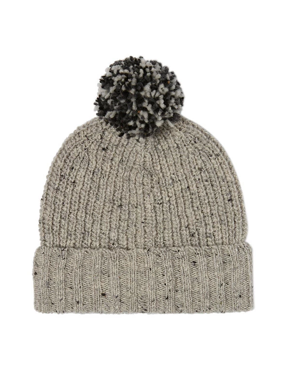 Celtic & Co. Hats Pure Wool Knitted Pom Pom Hat