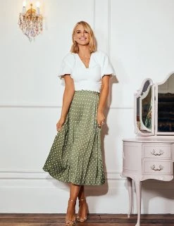 Little Mistress X Vogue Williams Skirts Polka Dot Pleated Midaxi Skirt