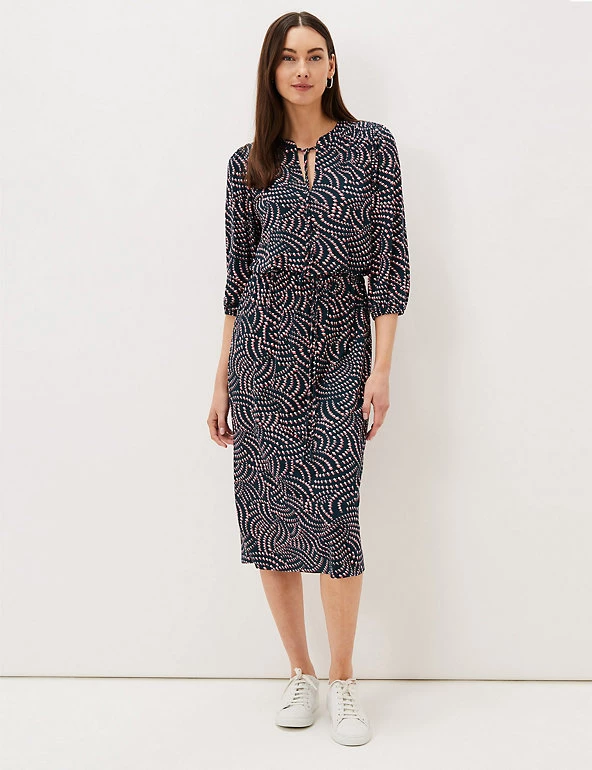 Phase Eight Dresses Geometric Tie Neck Waisted Dress - Image 4