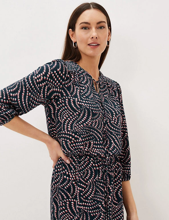 Phase Eight Dresses Geometric Tie Neck Waisted Dress - Image 6