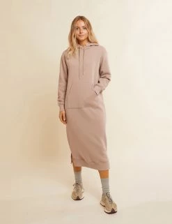 Albaray Dresses Cotton Rich Hooded Midi Jumper Dress