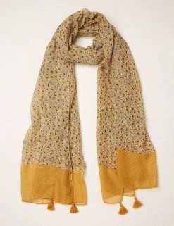 FatFace Scarves Butterfly Print Tassel Scarf