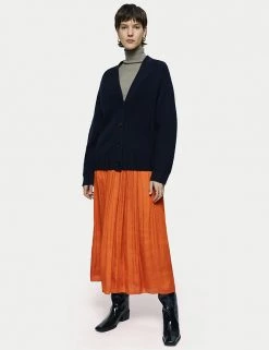 Jigsaw Skirts Satin Ruffle Midaxi Slip Skirt