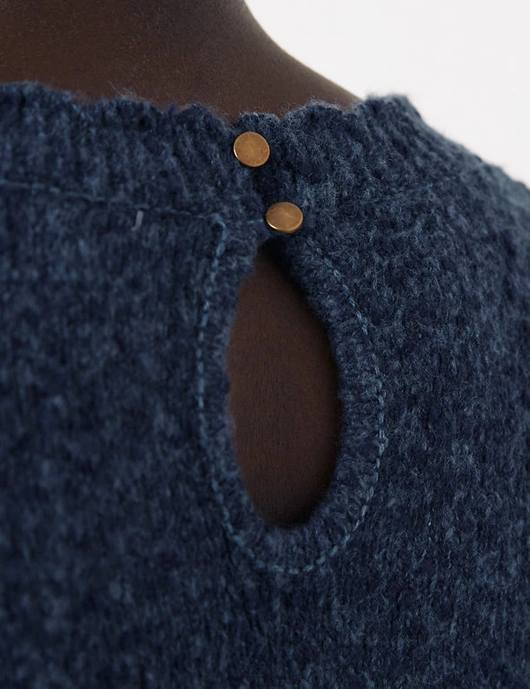 FatFace Jumpers Cotton Blend Crew Neck Scallop Edge Jumper - Image 4