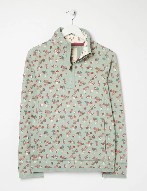 FatFace Sweatshirts Pure Cotton Floral Funnel Neck Sweatshirt - Image 2