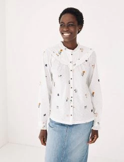 FatFace Shirts & Blouses Pure Cotton Embroidered Long Sleeve Shirt