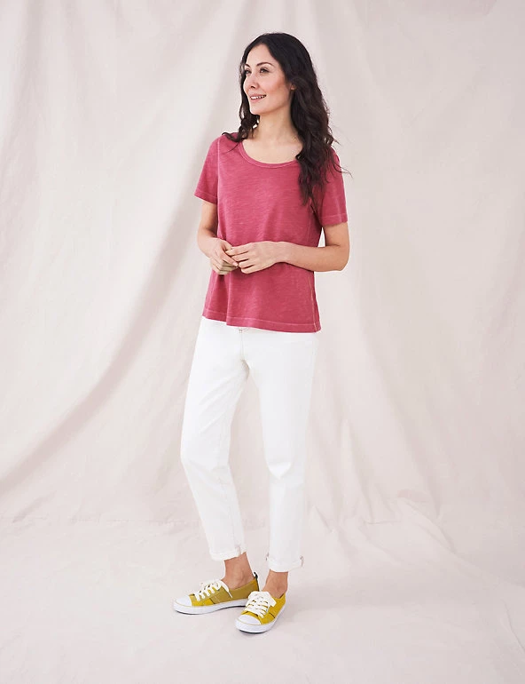White Stuff Women Pure Cotton Scoop Neck T-Shirt - Image 9