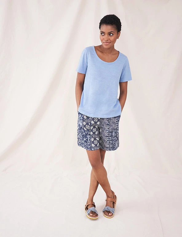 White Stuff Women Pure Cotton Scoop Neck T-Shirt