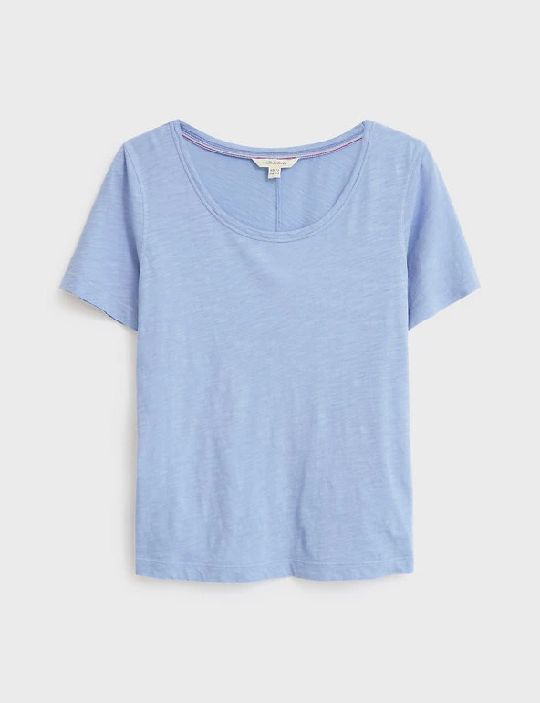 White Stuff Women Pure Cotton Scoop Neck T-Shirt - Image 2