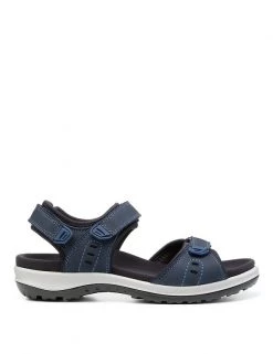 Hotter Walk II Leather Ankle Strap Riptape Sandals