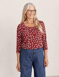 Seasalt Cornwall Women Floral Scoop Neck Top With Cotton