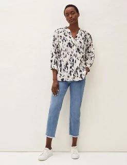 Phase Eight Raw Hem Straight Leg Cropped Jeans