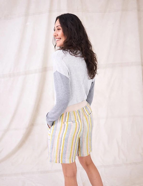White Stuff Pure Linen Striped Shorts - Image 3