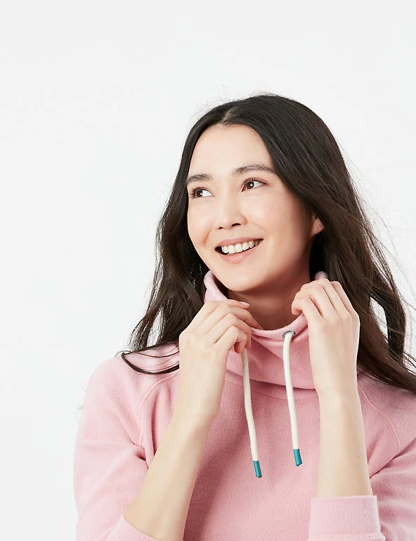 Joules Sweatshirts Cotton Blend Ribbed Funnel Neck Sweatshirt - Image 3