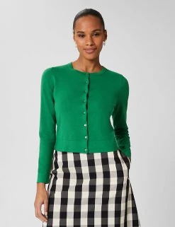 HOBBS Cardigans Cotton Rich Crew Neck Cardigan