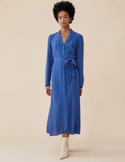 Finery London Dresses Printed Tie Front Midi Shirt Dress