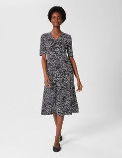 HOBBS Dresses Jersey Floral V-Neck Midi Slip Dress