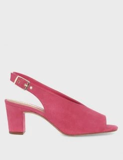 HOBBS Sandals Suede Block Heel Peep Toe Slingback Shoes