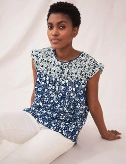 White Stuff Vests Pure Cotton Floral Sleeveless Vest Top