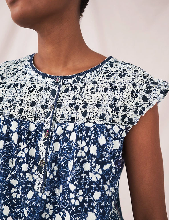 White Stuff Vests Pure Cotton Floral Sleeveless Vest Top - Image 4