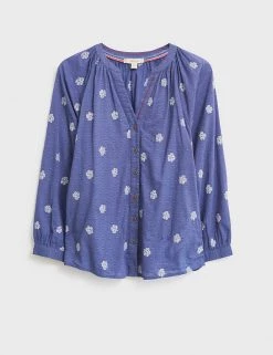White Stuff Shirts & Blouses Pure Cotton Embroidered Long Sleeve Shirt