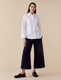 Finery London Shirts & Blouses Cotton Rich Collared Relaxed Long Sleeve Shirt