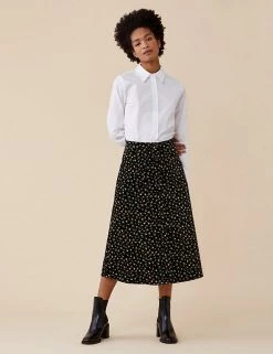 Finery London Skirts Cotton Rich Velvet Floral Midi Skirt