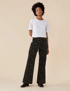 Finery London Cotton Rich Velvet Floral Trousers