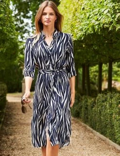 SOSANDAR Dresses Animal Print Midi Shirt Dress