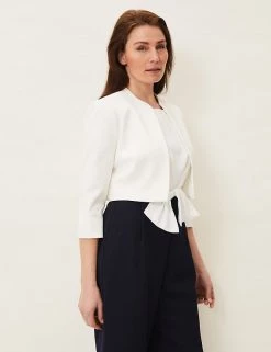 Phase Eight Coats & Jackets Cotton Blend Textured Cropped Jacket