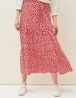 Phase Eight Skirts Leaf Print Maxi Tiered Skirt