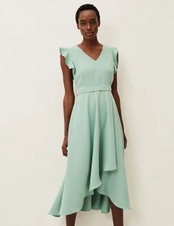 Phase Eight Dresses V-Neck Frill Detail Dress