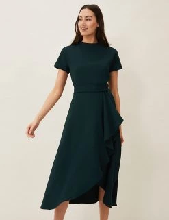 Phase Eight Dresses Round Neck Belted Knee Length Shift Dress