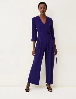 Phase Eight Dresses Belted 3/4 Sleeve Jumpsuit