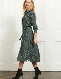 SOSANDAR Dresses Animal Print Belted Mini Shirt Dress