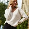 SOSANDAR Jumpers Cable Knit V-Neck Jumper