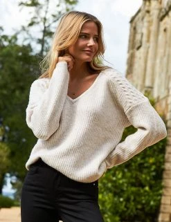 SOSANDAR Jumpers Cable Knit V-Neck Jumper