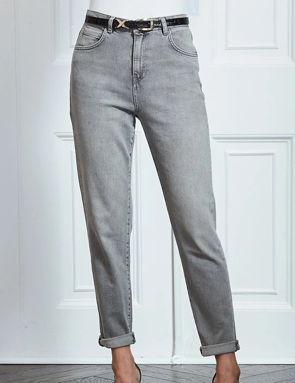 SOSANDAR Women Mom High Waisted Jeans