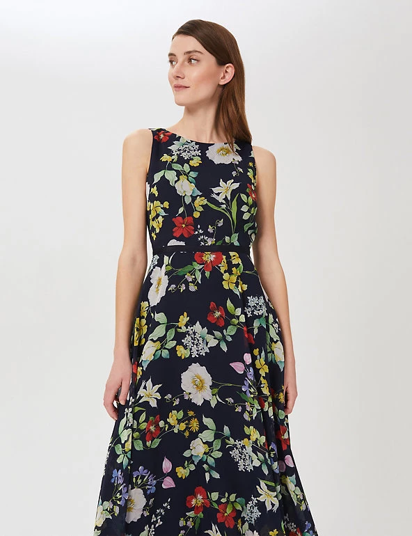 HOBBS Dresses Carly Floral Sleeveless Midi Swing Dress - Image 5