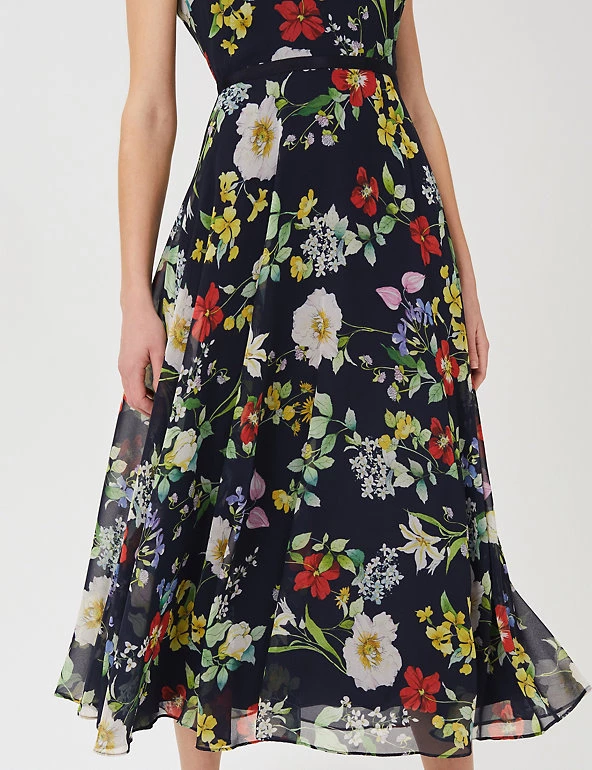 HOBBS Dresses Carly Floral Sleeveless Midi Swing Dress - Image 6