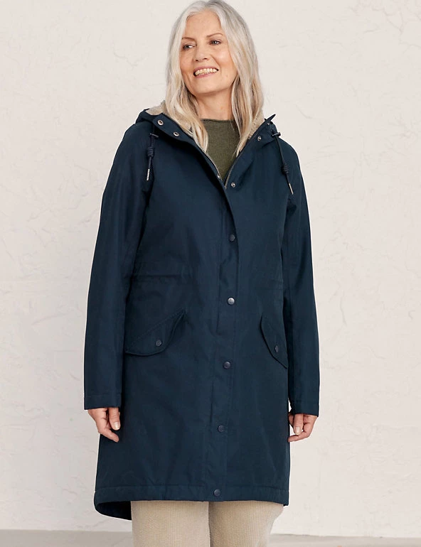 Seasalt Cornwall Coats & Jackets Cotton Rich Hooded Longline Raincoat