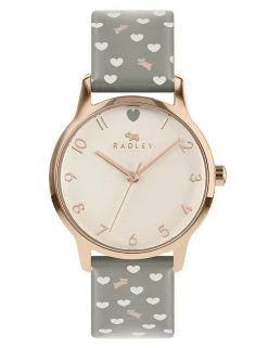 Watches Radley Dog & Heart Print Leather Strap Watch