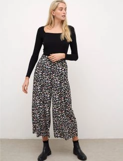 Nobody's Child Trousers Floral Wide Leg Cropped Culottes